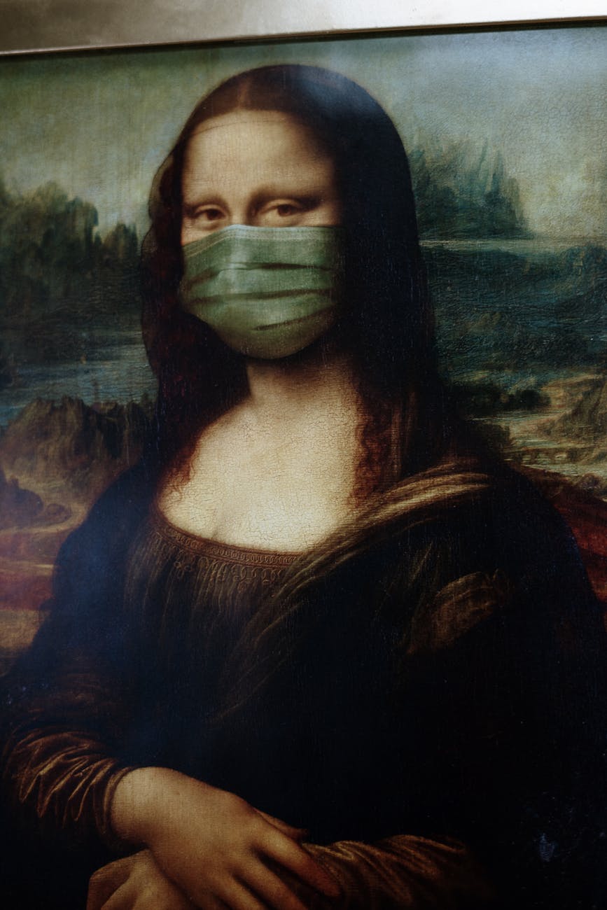 mona lisa with face mask